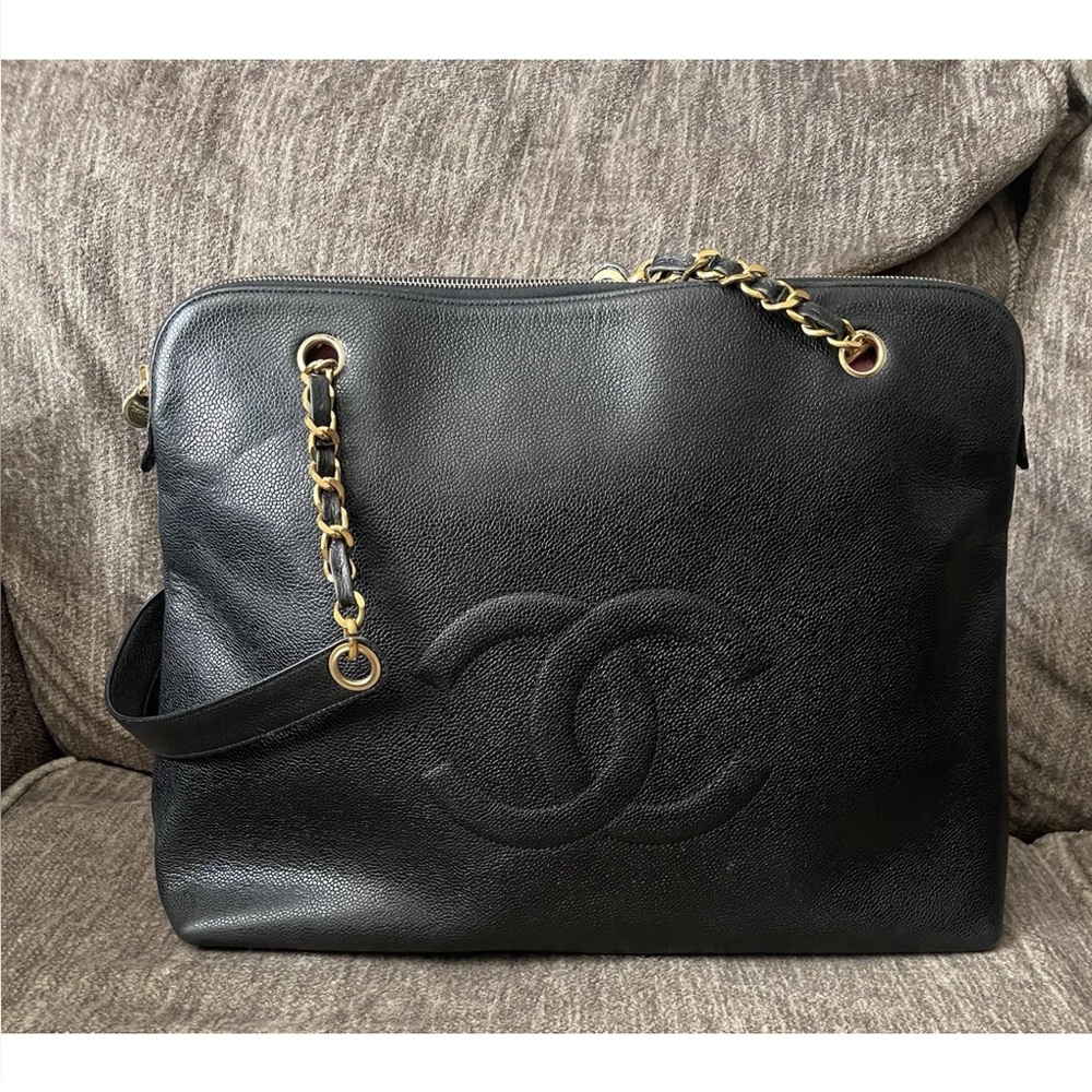 Chanel large CC tote bag caviar leather